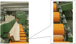 Выходной рольганг вертикальной ленточной пилорамы SNT 1800 BICOUPE-CRL